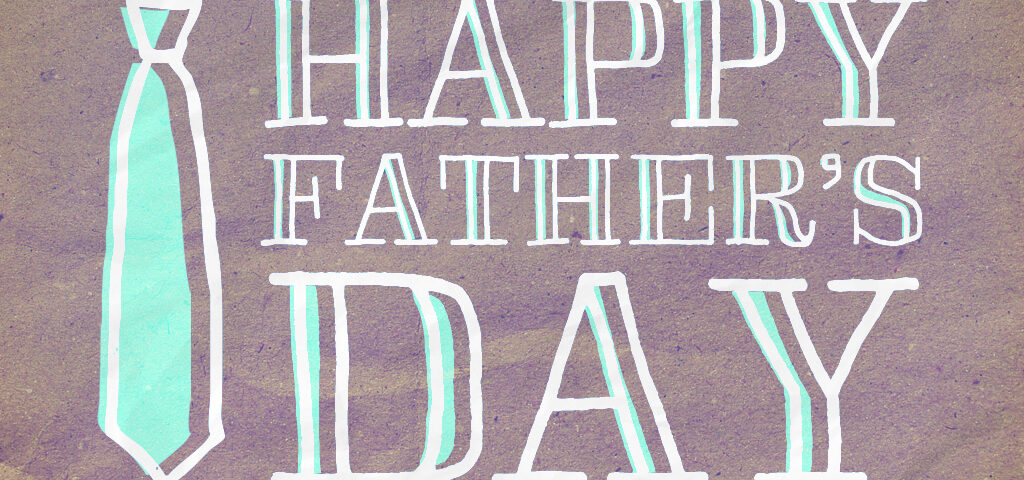 Happy Father's Day text with tie illustration.