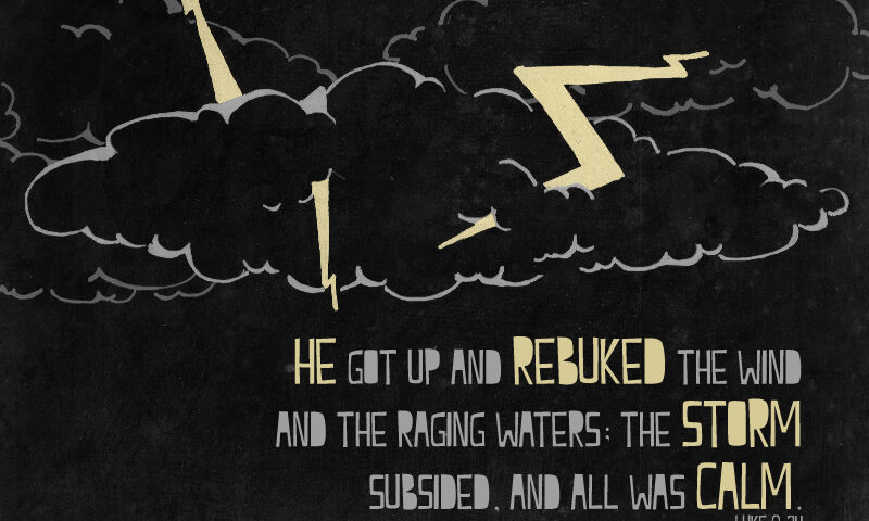 Bible verse with storm clouds illustration.