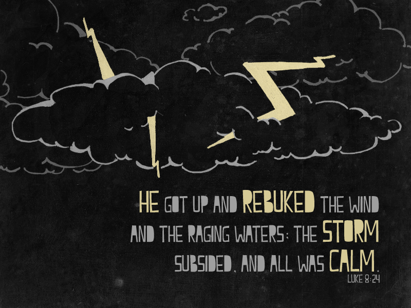 Bible verse with storm clouds illustration.