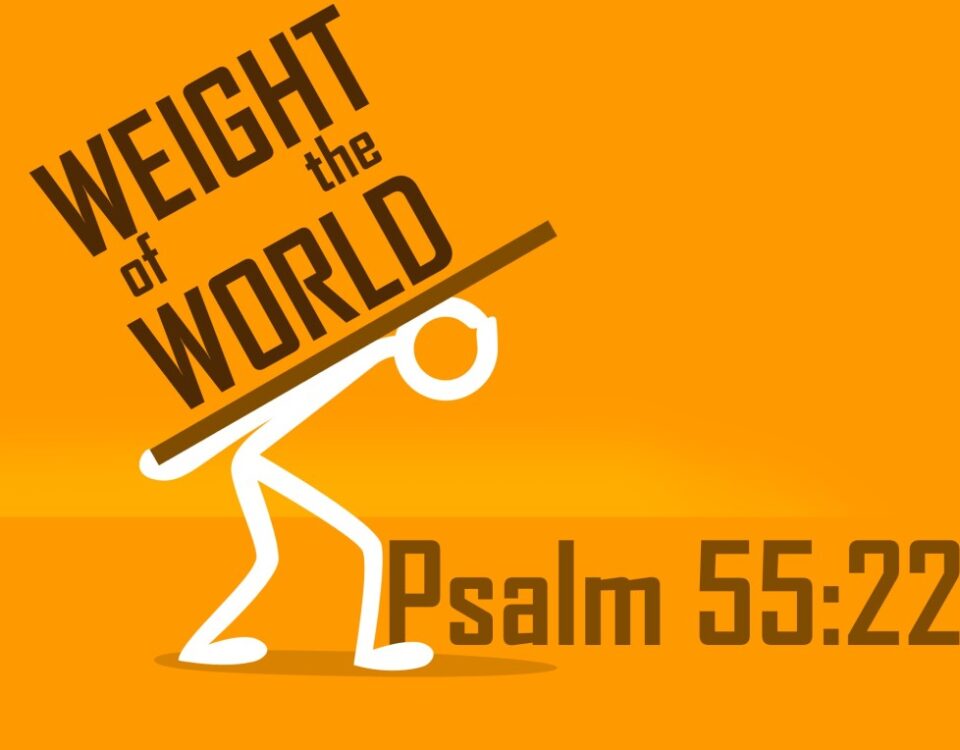 Stick figure carrying weight, Psalm 55:22.