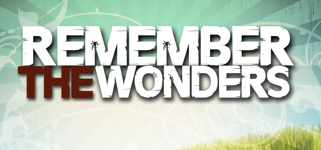 Remember the Wonders" text over grassy field.