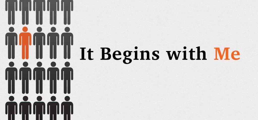 Figures with highlighted individual, text: It Begins.