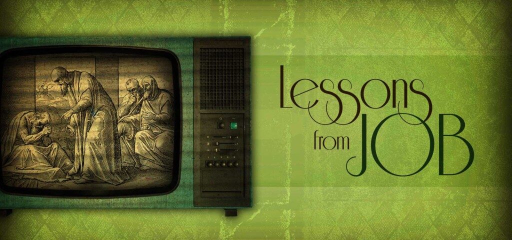 Vintage TV with "Lessons from Job" text.