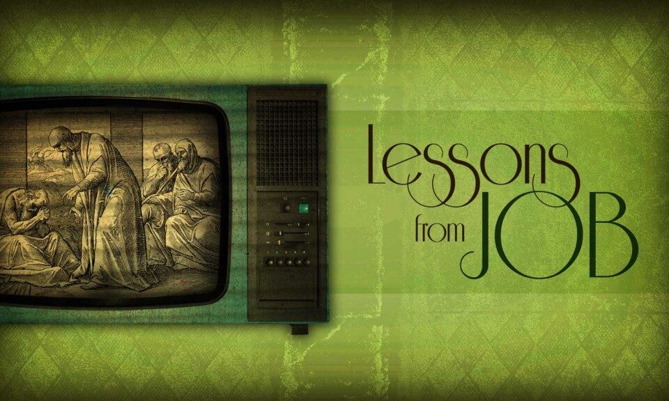 Vintage TV with "Lessons from Job" text.