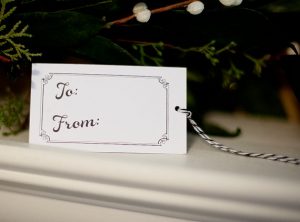 Gift tag with "To" and "From".