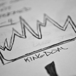 Hand-drawn crown sketch labeled "Kingdom".