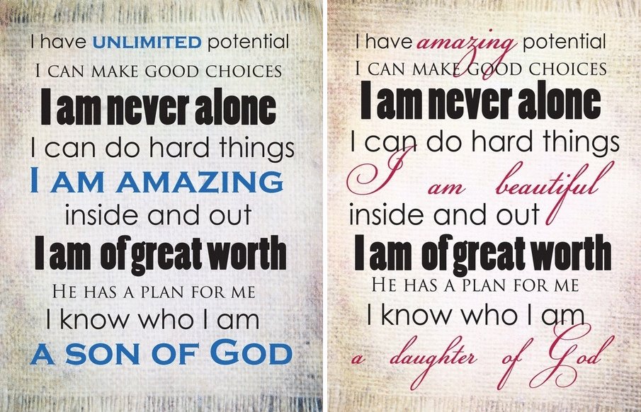 Motivational affirmations for sons and daughters.