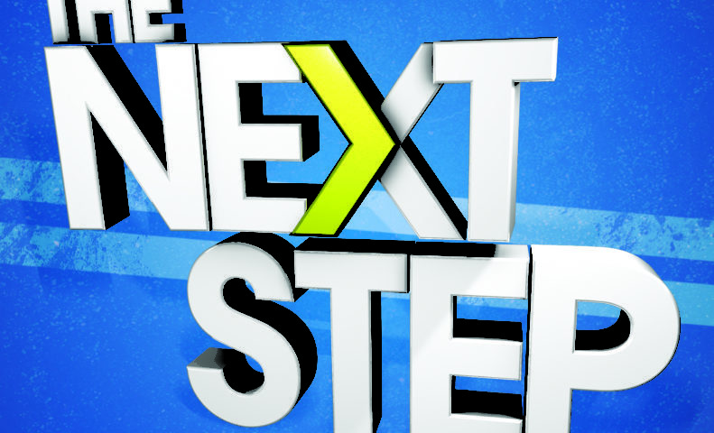 The Next Step" logo on blue background.