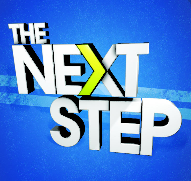 The Next Step" logo on blue background.