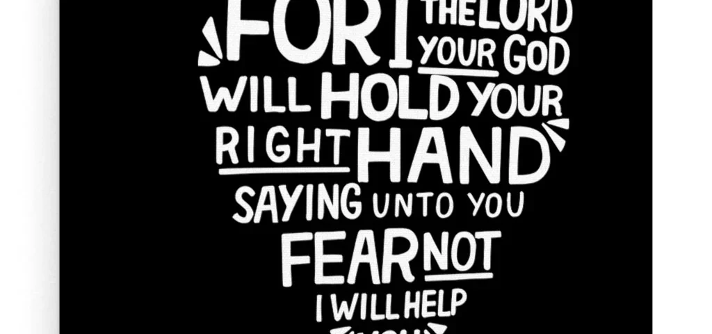 Inspirational religious quote art on a black canvas.