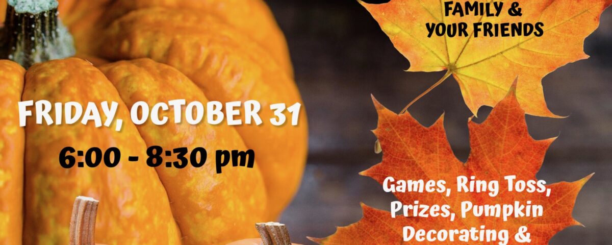 Pumpkin-themed Faith & Fun Fest event on October 31 from 6 to 8:30 PM.